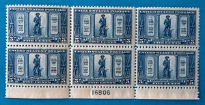 US Stamps Scott 619 5c 1925 Lexington Concord Issue plate block of 6 M/NH - Picture 1 of 6