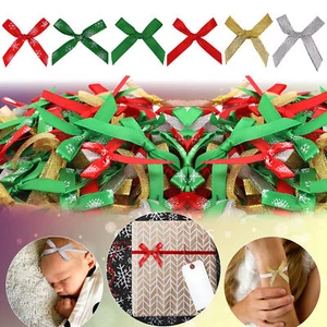 150x Mini Satin Ribbon Bows Small 4cm Wide Pre-Tied Christmas Crafts DIY Decor - Picture 1 of 14