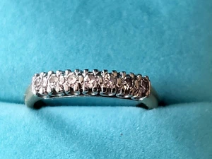 14K Solid Yellow/White Gold Channel Set 7-Diamonds WeddingBand Sz6Vintage2.34 Gr - Picture 1 of 9