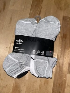 UMBRO BOYS 6 PACK SOCKS NO SHOW GRAY/WHITE/BLACK SIZE 3-9 NWT - Picture 1 of 2