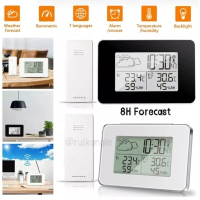 Wireless Indoor Outdoor Weather Station Clock - 8H Forecast, Backlight Alarm - Image 1 of 4