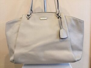 Kate Spade Purse Tote Taupe Leather Large Size 18” Wide 12” High
