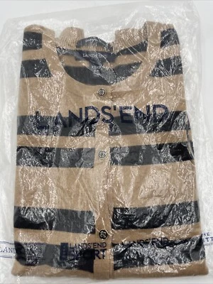 Cárdigan Suéter Lands’ End Negro Marrón Rayas Abotonadas Manga Larga Talla XS Nuevo Foto 1 de 4
