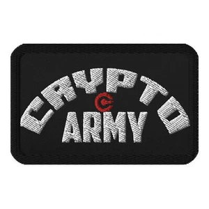 Crypto Army Curved Cryptocurrency Symbol Embroidered Patch Applique - Picture 1 of 1