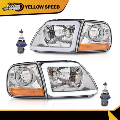 Chrome LED DRL Headlights+Corner Lights Fit For 97-03 Ford F150/99-02 Expedition - Image 1 of 4