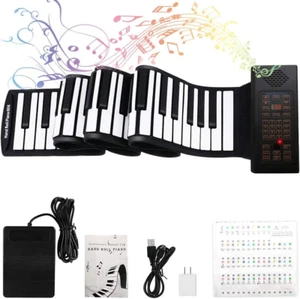 Pianoforte arrotolabile 88 tasti con pedale aggiornato numerico pianoforte portatile adesivo tastiera - Foto 1 di 7