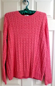 Kim Rogers Women's Heather Pink Crew Neck Cable Knit Sweater Pink Size XL - Picture 1 of 5