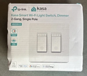 Kasa Smart Dimmer Switch 2-Gang HS220-2 Single Pole TP-Link Wi-Fi Light Switch - Picture 1 of 4