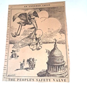 Antique 1920s Political Newspaper Cartoon Bronstrup Political Parties Nebraska - Picture 1 of 4