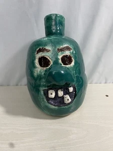 Ugly Face Jug Pottery Buck toothed Handmade Art Decoration Smile - Picture 1 of 8