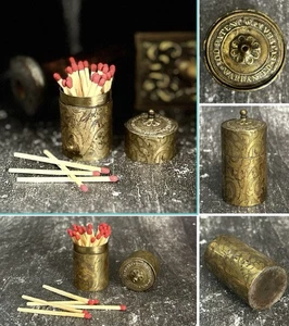 Antiguo escritorio de latón c1850 para ir a la cama caja a juego 100 charol cera Vestas estuche - Imagen 1 de 13