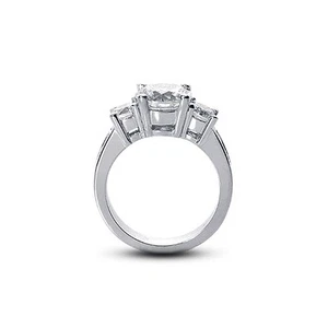 3 1/4ct D SI2 Round Natural Diamonds 14kw Gold Classic Three-Stone Ring - Picture 1 of 3
