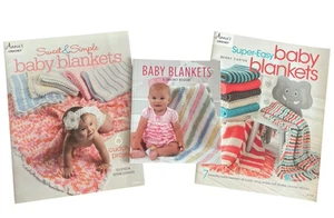 Lot of 3 Leaflets Easy Baby Blankets to Crochet Patterns Annie's Leisure Arts - Picture 1 of 17