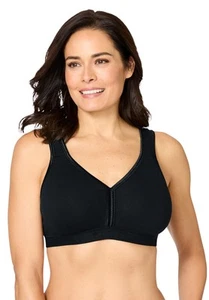 Comfort Choice Women's Plus Size Wireless Back-Close Lounge Bra - Picture 1 of 33