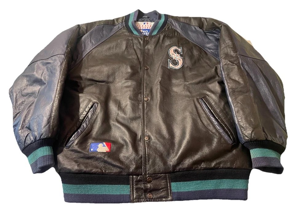 Vintage 90s Pro Player Seattle Mariners Leather Jacket 2XL MLB - Image 1 of 4