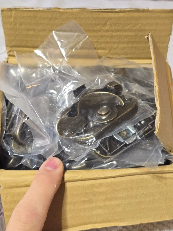 20 Pack Steel Window Sash Lock Antique Brass Replacement for Single Double Hung - Image 1 of 4