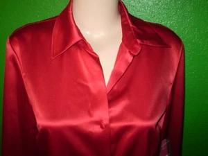 GEORGE STRETCH SEIDIG CHARMEUSE SATIN HEMD TOP KLEID ANZUG BLUSE XL ROT - Bild 1 von 4