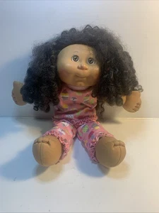 Cabbage Patch Kid Doll Curly Black Hair Brown Eyes & Ice-cream Pajamas  16" - Picture 1 of 12