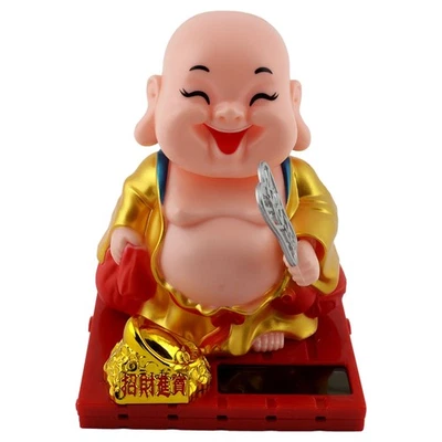 Wackelfigur Buddha lachend Solar Sitz Figur Wackelkopf - Bild 1 von 4