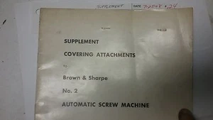 BROWN & SHARPE #2 AUTOMATIC SUPPLEMENT ATTACHMENT PARTS - Picture 1 of 1