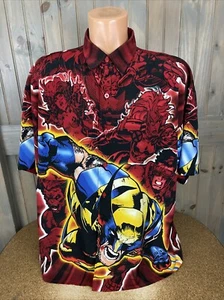 Vintage 2001 Marvel Wolverine X Men All Over Print Button Down Shirt Mens XL - Picture 1 of 7