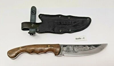 Cuchillo de caza ruso Kizlyar hoja de 5 1/2" mango de madera dura con funda de cuero 5 Foto 1 de 3