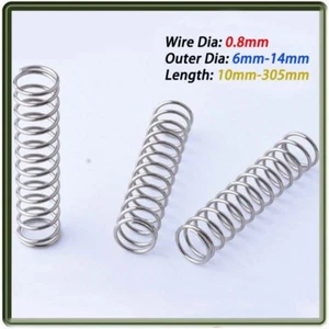 0.8mm Wire Dia. Compression Springs 304 Stainless Steel Small Pressure Springs - Picture 1 of 10