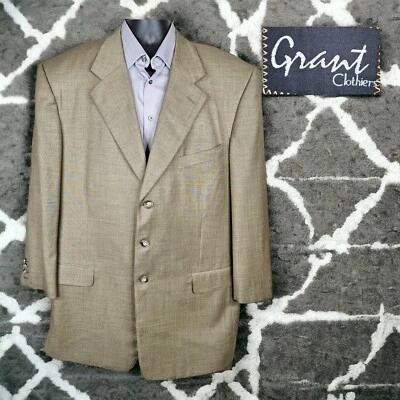 Grant Clothiers Surgeon Cuffs Blazer Mens 48R Portly Beige 3 Button - Image 1 of 4
