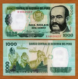 Perù, 1000 Soles De Oro, 1981, P-122, UNC Pescatori - Foto 1 di 1