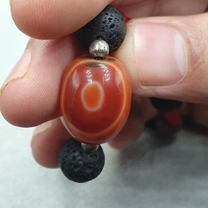 Stunning Carnelian Natural Eye Agate & Venetian Whiteheart Beads Bracelet - Picture 1 of 20
