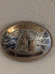 Vintage Cowgirl Barrel Racer Gürtelschnalle Handarbeit - Bild 1 von 16