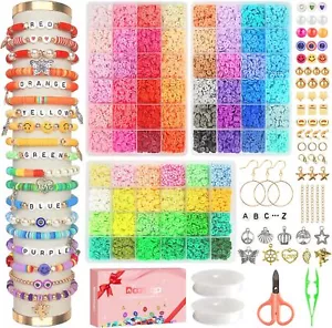 15000 Pcs Clay Beads Bracelet Making Kit, 72 Colors Flat Polymer Friendship - Picture 1 of 6