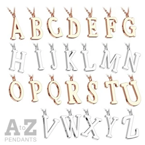 Stainless Steel Alphabet Letter A-Z Pendant & Necklace Silver-Rose Gold Plated - Picture 1 of 5