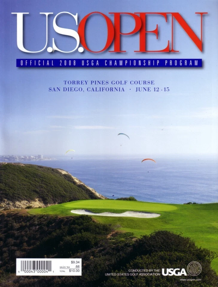 2008 US Open USGA Torrey Pines golf program Tiger Woods wins 14th major PRISTINE - Image 1 of 1