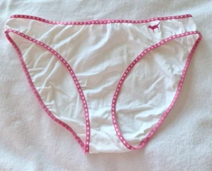 NWT VICTORIA'S SECRET PINK LARGE WHITE POLKA DOT DOG VINTAGE RARE BIKINI PANTIES - Picture 1 of 6