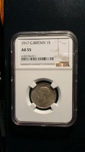 1917 Great Britain Shilling NGC AU55 1S SILVER Coin PRICED TO SELL NOW! - Picture 1 of 4