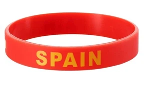SPAIN Wristband Bracelet Silicone Rubber National Country Flag Unisex Sport Fas - Picture 1 of 9