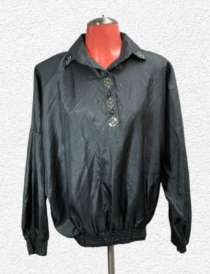 Túnica adornada ala murciélago negra de gran tamaño años 90 túnica hombreras L Foto 1 de 4