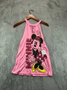 NWT Disney Minnie Tank Top T Shirt Girls Juniors 13 Large Pink Halter Key Hole - Picture 1 of 7