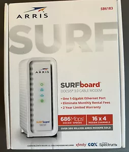 ARRIS SB6183 SURFBoard DOCSIS Speed 3.0 Cable Modem Xfinity Cox Spectrum - White - Picture 1 of 3