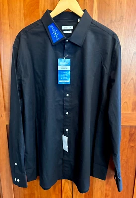 NUEVO CON ETIQUETAS $50 Camisa Haggar Negra Resistente a las Arrugas Elástica L/S Para Hombre 18-18 1/2 36/37 Foto 1 de 4