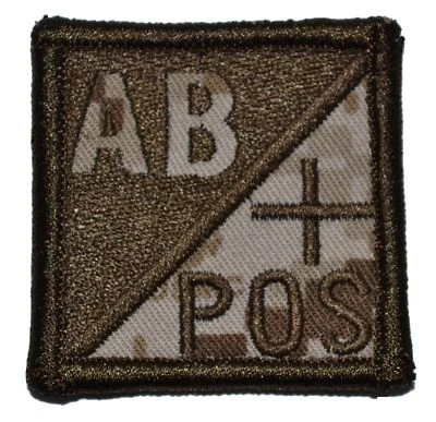 Tipo de sangre 2x2 militar/gancho de parche respaldo versión 1 Foto 1 de 4