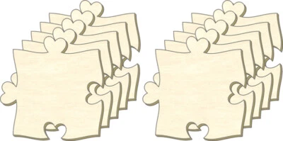 PUZZLENET Blanko Puzzle unendlich, Herz-Nase, Set 10 Teile, Puzzleteile aus Holz, Bemalen