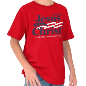 Christian Jesus Christ For President USA Youth Crewneck T Shirts Boy or Girl - Picture 1 of 11