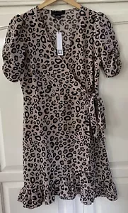NWT SANCTUARY Animal Spots Print Mini Wrap Dress with Tie Women's Size Small - Picture 1 of 13