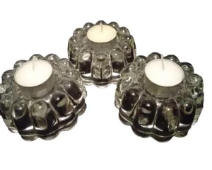 3 VTG Retro Princess House CRYSTAL 3 Way CANDLEHOLDERreversible Taper/Votive EUC - Picture 1 of 4