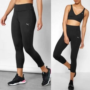 PUMA 3/4 Tight Sports Leggings Girl High Waist Trousers Capri Children Black - Picture 1 of 7