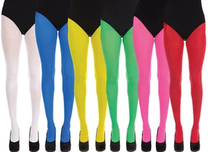 Ladies Womens Coloured Fashion Opaque Tights Pantyhose 6 Bright Solid Colors - Picture 1 of 7