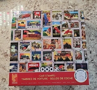 NUEVO 1000 PIEZAS ROMPECABEZAS 26" X 19" SELLOS DE COCHE CON PÓSTER EXTRA GRATIS Foto 1 de 4