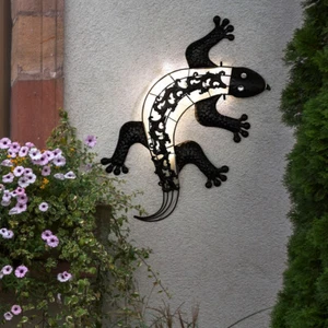 LED Wand Deko Außen Leuchte SOLAR Gecko Eidechse Haus Garten Außen Boden Lampe - Bild 1 von 12